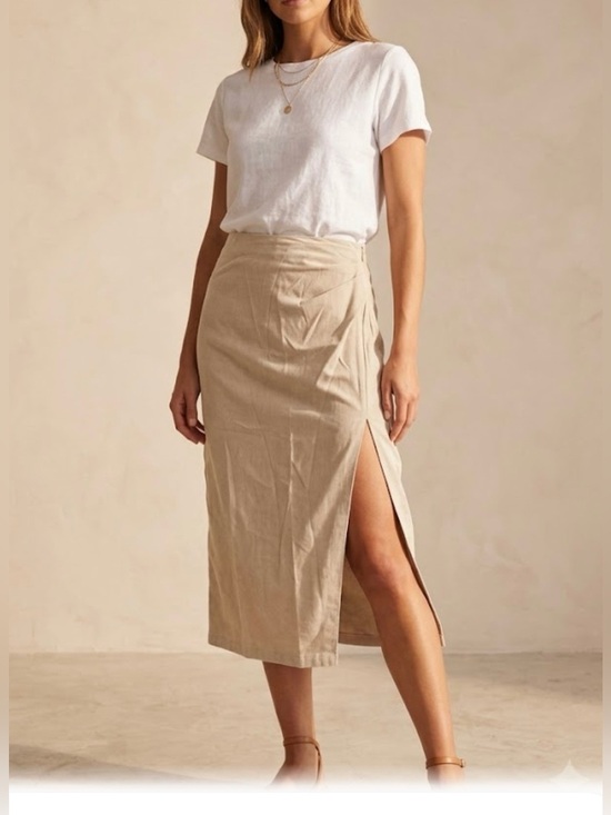 Dkny Dresses & Skirts - DKNY Beige Midi Skirt with Side Slit size S